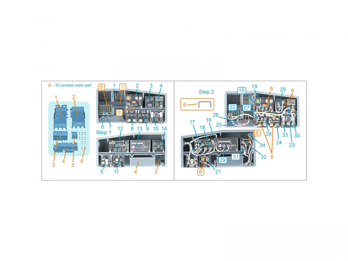 Quinta Studio QD+35144 AH-64A forward avionics bays 3D-Printed &amp;amp; coloured Interior on decal paper (Trumpeter) (with 3D-printed resin parts) 1/35 – immagine 7