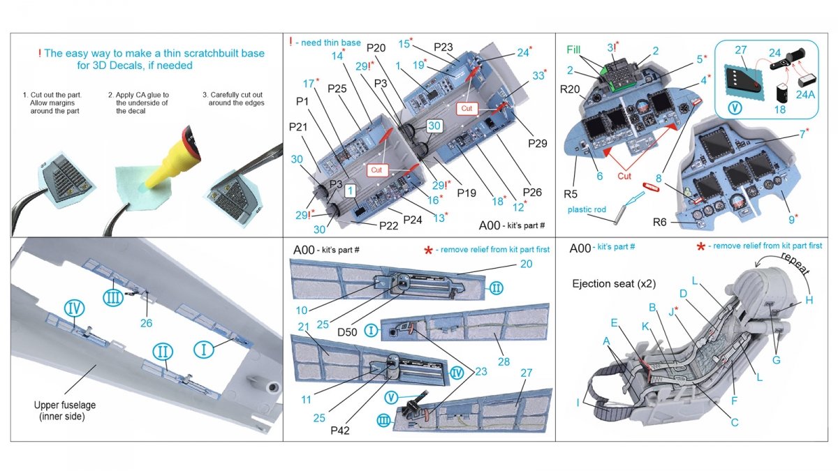 Quinta Studio QD32095 Su-30SM 3D-Printed &amp;amp; coloured Interior on decal paper (conversion for Trumpeter Su-30MKK ) 1/32 – immagine 2