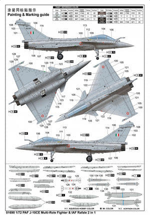 Trumpeter 01690 PAF J-10CE Multi-Role Fighter &amp; IAF Rafale 2 in 1 1/72
