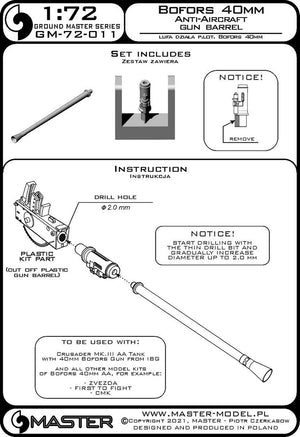 Canon antiaérien Bofors 40 mm Master GM-72-011 - pour Crusader Mk. III AA d&amp;#39;IBG et autres maquettes Bofors 40 mm au 1/72 – image 11