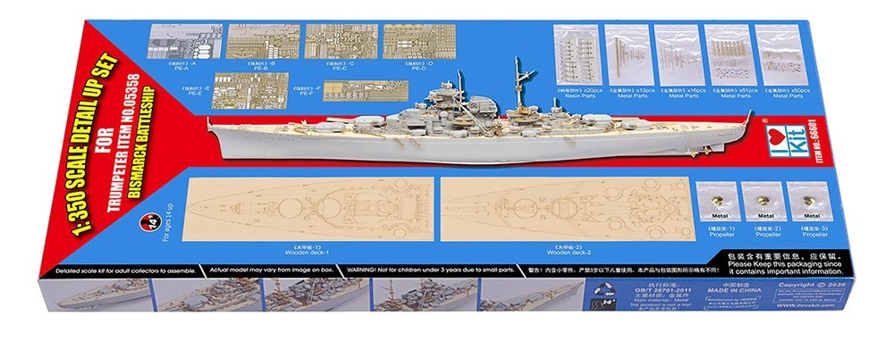 Kit de détail I Love Kit 66601 AV-8B Bismarck 1941 pour Trupmeter 05358 1/350