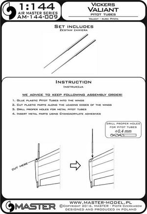 Master AM-144-009 Vickers Valiant - Pilot Tubes 1/144 – immagine 3