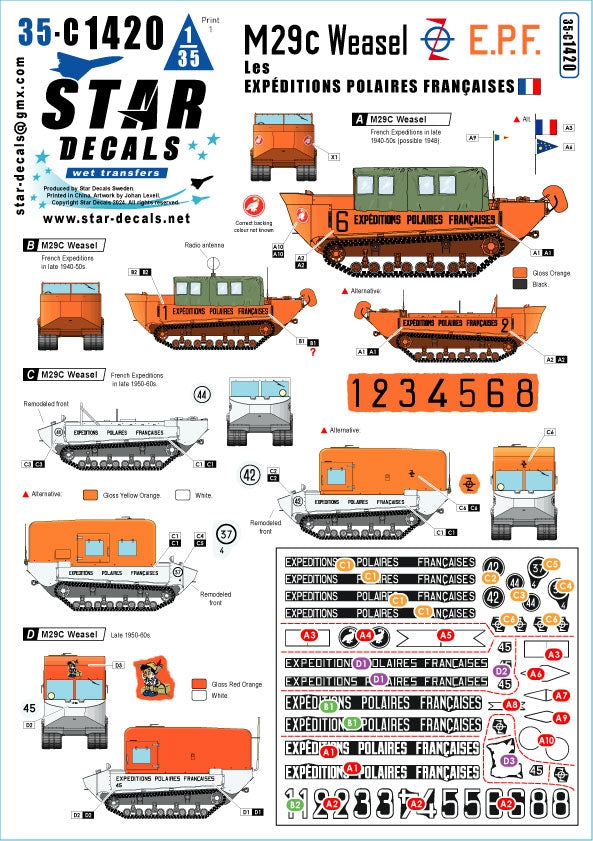 Star Decals 35-C1420 M29C Weasel - EPF Les Expeditions Polaires Francaises. French Polar Expeditions in the 1940-60s 1/35