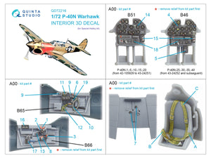 Intérieur imprimé en 3D et coloré sur papier décalcomanie Quinta Studio QD72216 P-40N Warhawk (Special Hobby) 1/72  – image 11