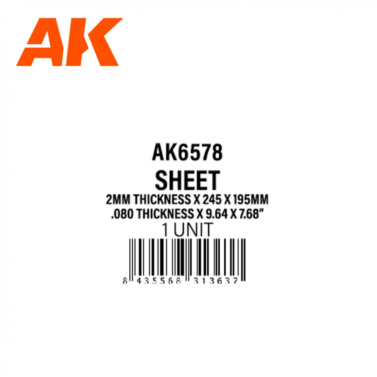 AK Interactive AK6579 SQUARE PAVEMENT BRICK BIG 5 MM / .196 SHEET 245 X 195MM / 9.64 X 7.68 “ TEXTURED STYRENE SHEET – 1 UNIT – imagen 3