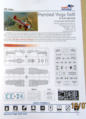 Dora Wings 72002 Percival Vega Gull 1/72 – immagine 2