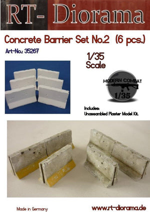 RT-Diorama 35267 Barrière en béton, set n° 2 (6 pièces), échelle 1/35
