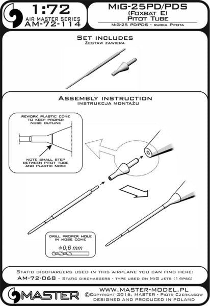 Master AM-72-114 MiG-25PD/PDS (Foxbat E) - Pitot Tube 1/72 – imagen 4
