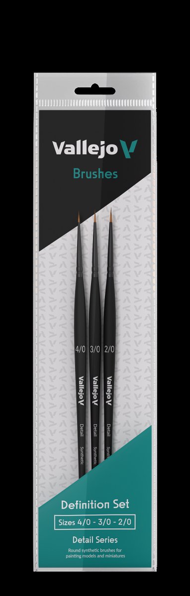 VALLEJO B02990 - Brush Set - Detail - Definition Set - Synthetic fibers (4/0, 3/0, 2/0)