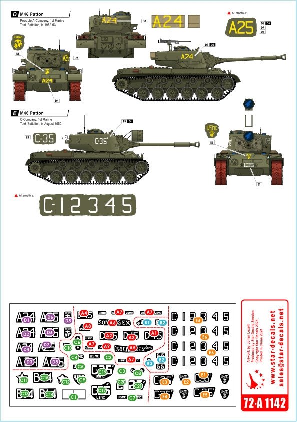 Star Decals 72-A1142 Korean War 1950-53 # 3. USMC Tanks. Patton. 1/72 – immagine 2