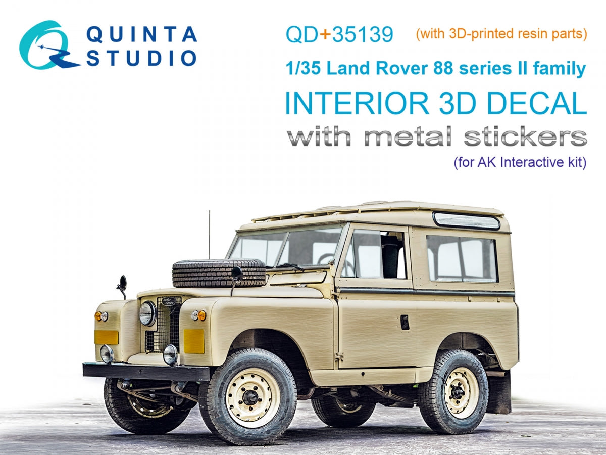 Quinta Studio QD+35139 Land Rover 88 series II family 3D-Printed &amp; colored Interior on decal paper (AK Interactive) (with 3D-printed resin parts) 1/35