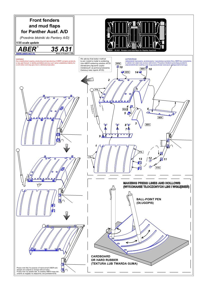 Aber 35A031 Front fenders for Panther A/D (1/35) – image 4