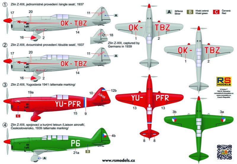 RS Models 92283 Zlin Z-XIII - Kit double (2 kits dans la boîte) 1/72 – image 2