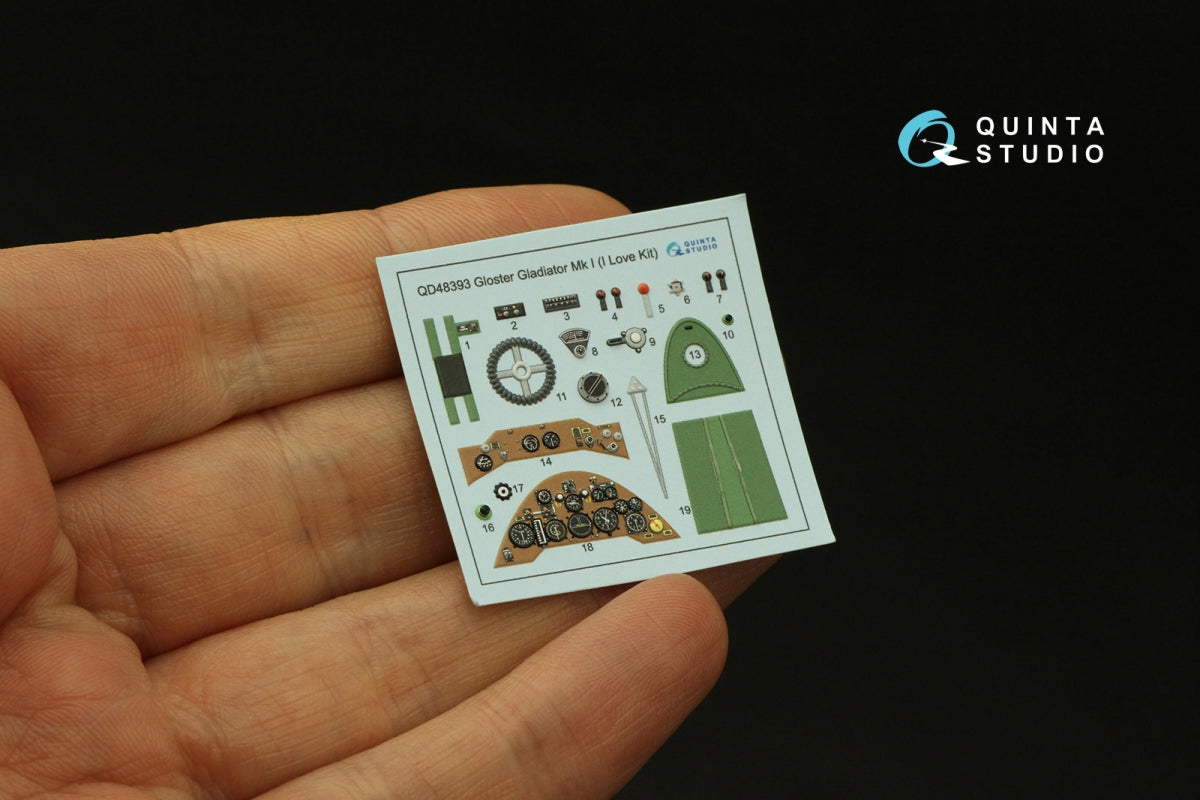 Quinta Studio QD48393 Gloster Gladiator MKI 3D-Printed &amp;amp; coloured Interior on decal paper (I Love Kit) 1/48 – imagen 4