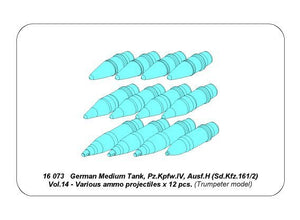 Aber 16073 Panzer IV various 7,5 cm ammo projectiles x 12 pcs. 1/16 – immagine 6