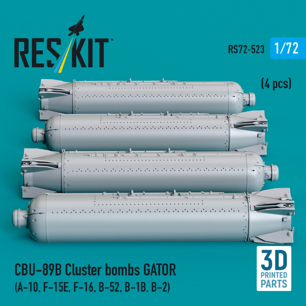 RESKIT RS72-0523 CBU-89B cluster bombs GATOR (4 pcs) (3D Printed) 1/72 – Bild 2