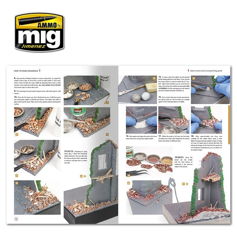AMMO of Mig Jimenez 6135 HOW TO MAKE BUILDINGS. BASIC CONSTRUCTION AND PAINTING GUIDE (English) – imagen 9