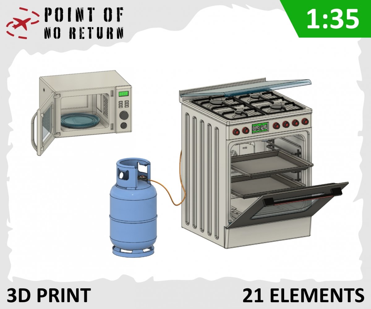 Cuisinière à gaz Point of no Return 3522007 avec bouteille de gaz et micro-ondes 1/35 