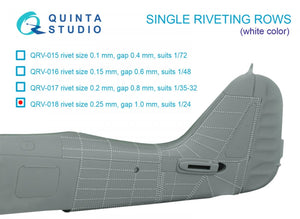 Rangées de rivets simples Quinta Studio QRV-018 (taille des rivets : 0,25 mm, écartement : 1,0 mm, convient à l’échelle 1/24), couleur blanche, longueur totale : 5,8 m / 19 pi