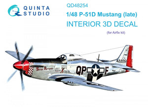 Quinta Studio QD48254 P-51D Late 3D-Printed &amp;amp; coloured Interior on decal paper ( Airfix ) 1/48