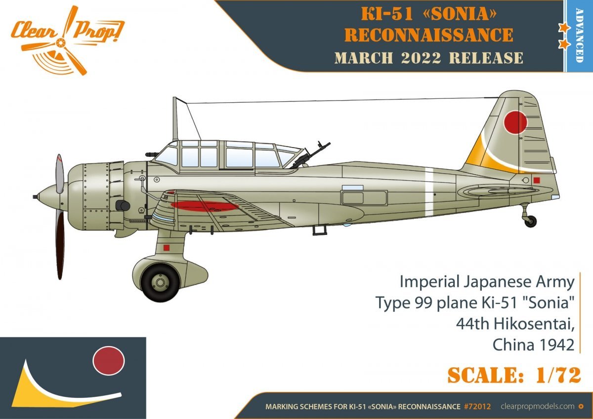 Clear Prop! CP72012 Ki-51 Sonia Reconnaissance ADVANCED KIT 1/72 – imagen 5