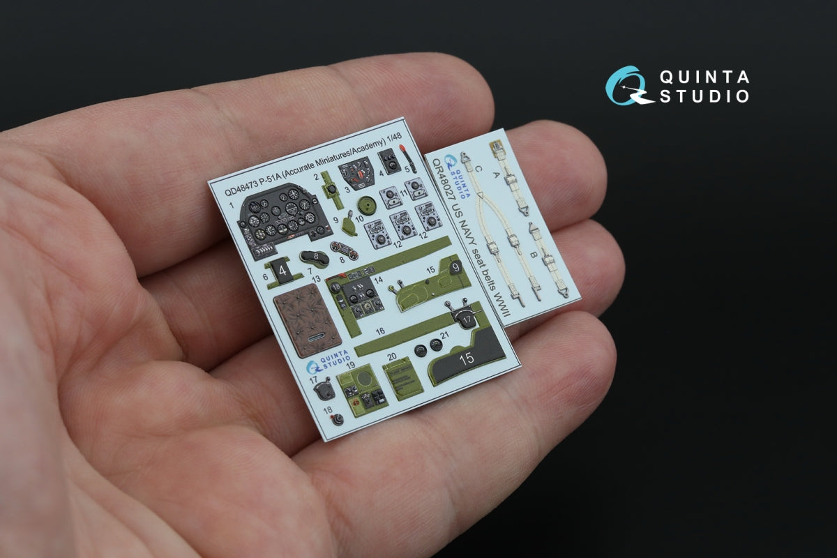 Quinta Studio QD48473 P-51A 3D-Printed coloured Interior on decal paper (Accurate Miniatures/Academy) 1/48 – Bild 3