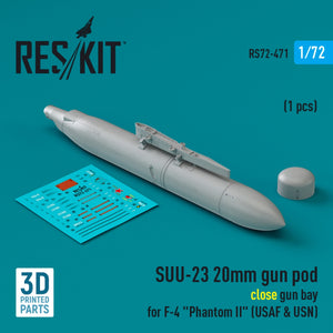 RESKIT RS72-0471 SUU-23 20mm gun pod (close gun bay) for F-4 &amp;quot;Phantom II&amp;quot; (USAF) (1 pcs) (3D Printed) 1/72 – zdjęcie 2