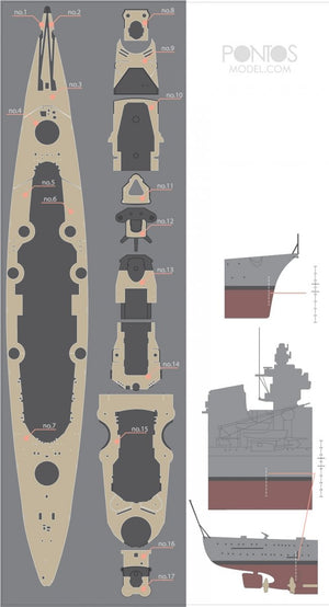 Pontos 35003WD1 DKM Bismarck Wooden Deck set 1/350 – immagine 3