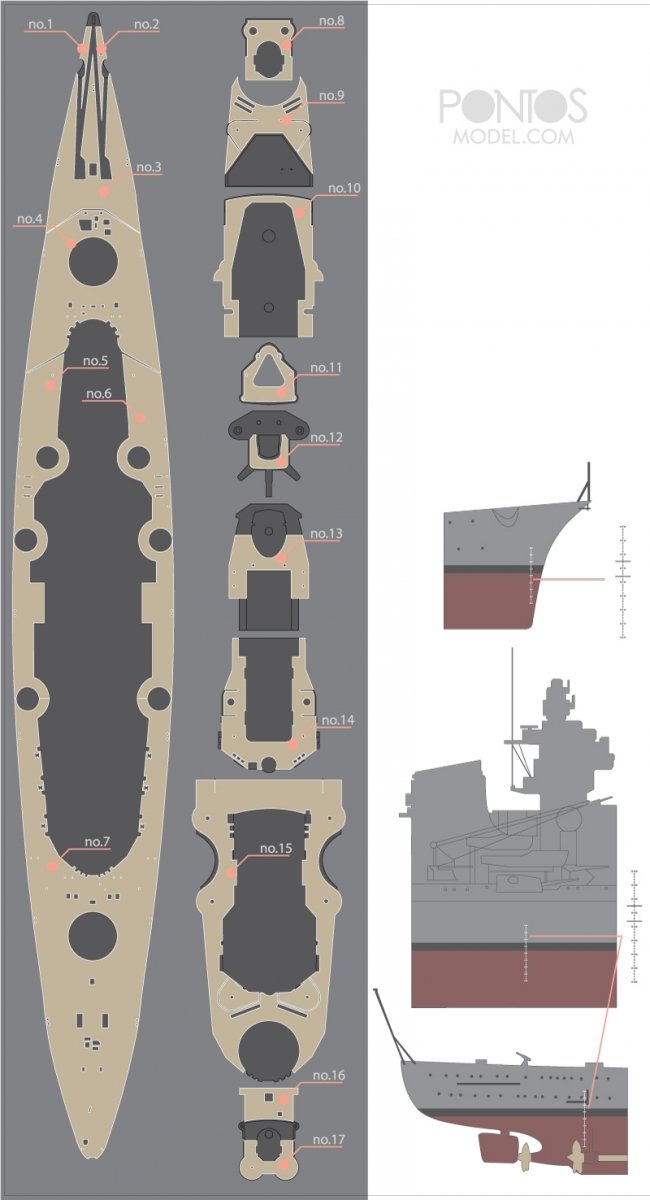 Pontos 35003WD1 DKM Bismarck Wooden Deck set 1/350 – immagine 3