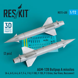 RESKIT RS72-0430 AGM-12B BULLPUP A MISSILES (2 PCS) (3D PRINTED) 1/72