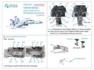 Quinta Studio QDS+48347 FA-18D late 3D-Printed coloured Interior on decal paper (Hasegawa) (with 3D-printed resin parts) (Small version) 1/48 – immagine 2
