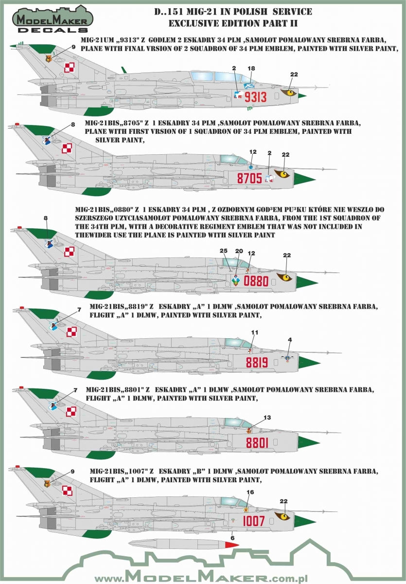 ModelMaker Decals D48151 MiG-21 in Polish service exclusive edition part II 1/48 – immagine 3