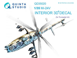 Intérieur imprimé en 3D et coloré sur papier décalcomanie Quinta Studio QD35020 Mi-24V (pour maquette Trumpeter) 1/35