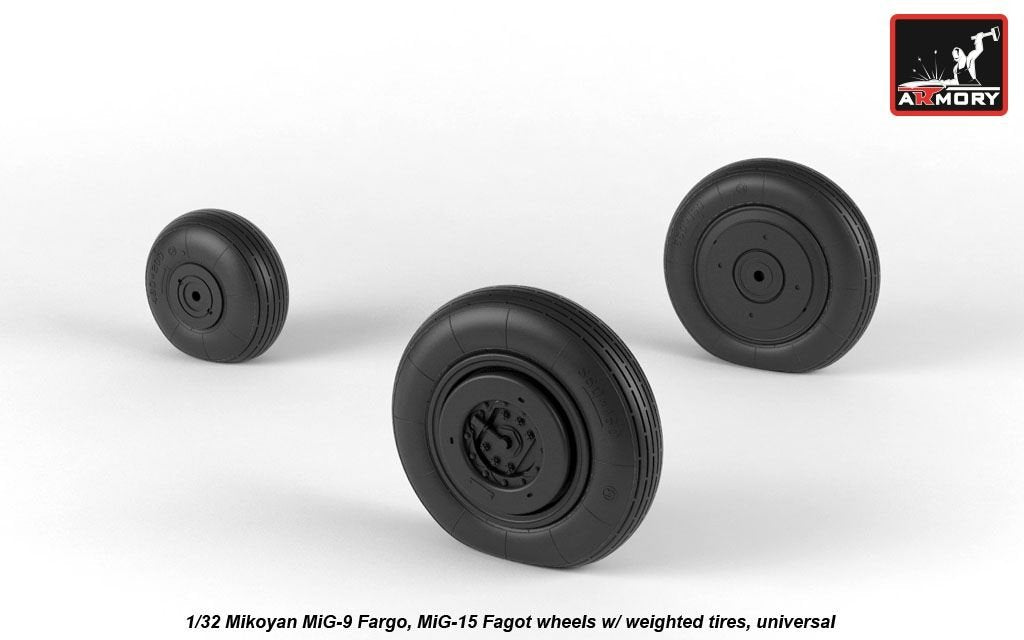 Armory Models AW32013 Roues Mikoyan MiG-9 Fargo / MiG-15 Fagot (première version) avec pneus lestés 1/32 – image 4