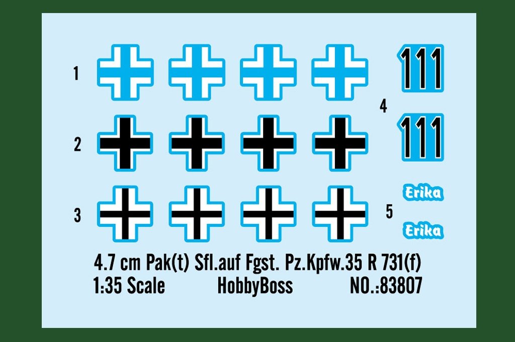Hobby Boss 83807 4,7 cm Pak(t) Sfl.auf Fgst. Pz.Kpfw.35 R 731(f) (1/35) – image 4