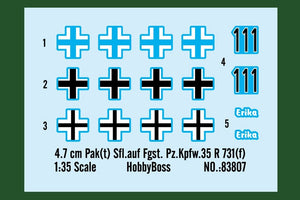 Hobby Boss 83807 4,7 cm Pak(t) Sfl.auf Fgst. Pz.Kpfw.35 R 731(f) (1/35) – image 4