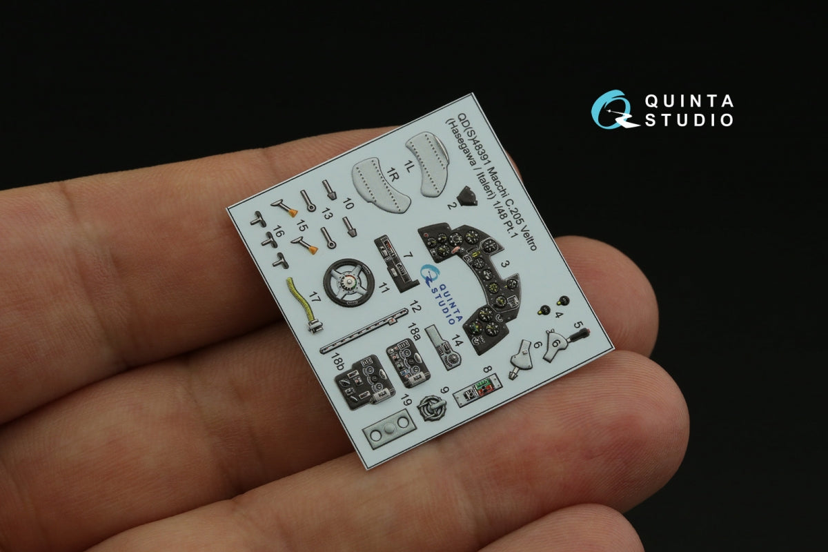 Quinta Studio QDS-48391 Macchi C.205 Veltro 3D-Printed &amp;amp; coloured Interior on decal paper (Hasegawa/Italeri) (Small version) 1/48 – zdjęcie 3
