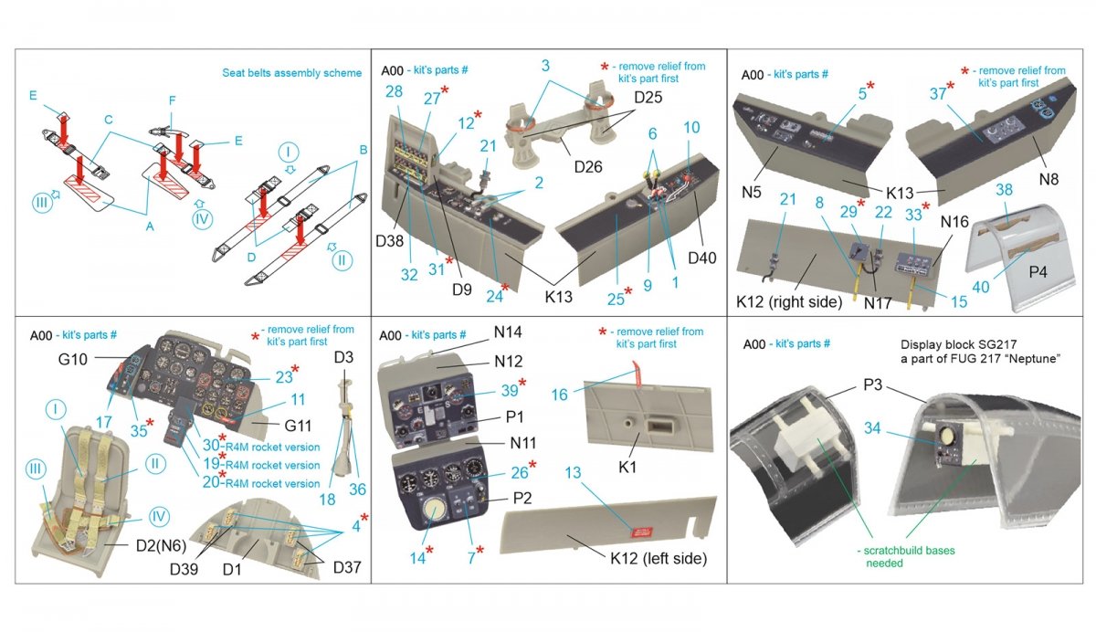 Quinta Studio QD32070 Me 262B1a/U-1 3D-Printed &amp;amp; coloured Interior on decal paper (Trumpeter) 1/32 – immagine 12