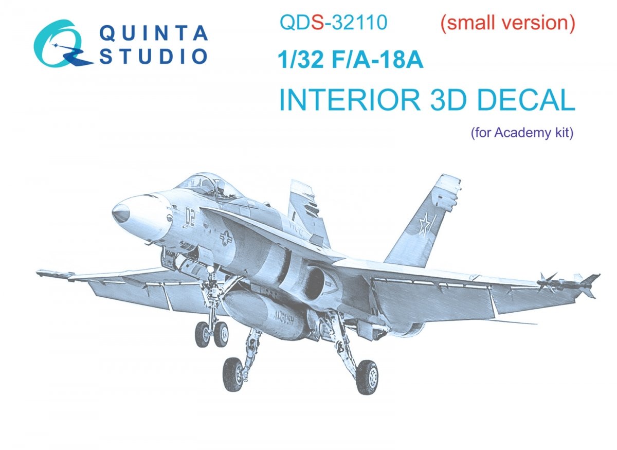 Quinta Studio QDS-32110 F/A-18A 3D-Printed &amp;amp; coloured Interior on decal paper (Academy) (Small version) 1/32