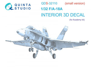 Quinta Studio QDS-32110 F/A-18A 3D-Printed &amp;amp; coloured Interior on decal paper (Academy) (Small version) 1/32