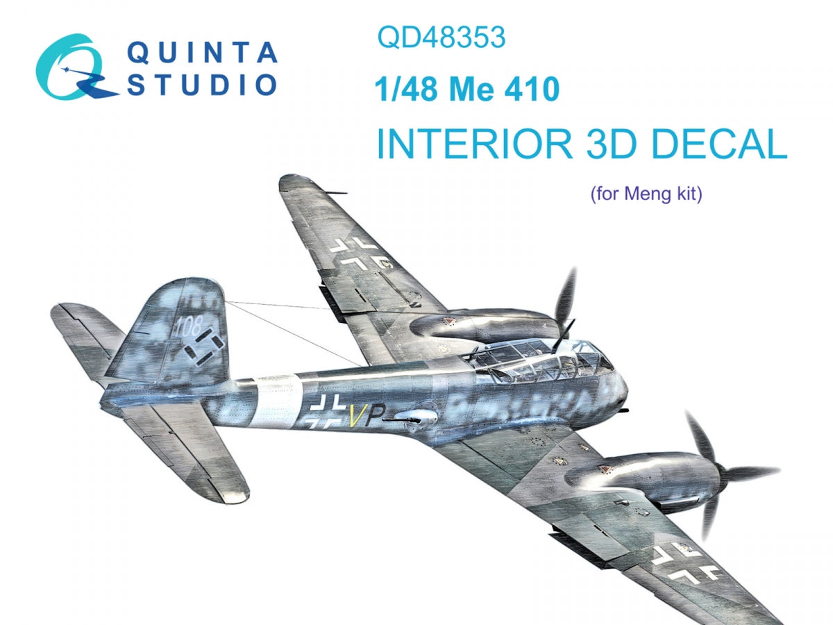Quinta Studio QD48353 Me 410 3D-Printed &amp; colored Interior on decal paper (Meng) 1/48
