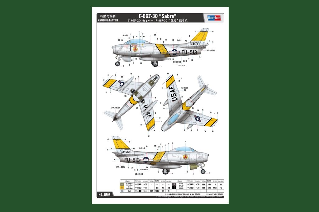Hobby Boss 81808 F-86F-30 Sabre 1/18 – imagen 2