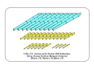 Aber 350L-74 Barrels set for German WWI Battleships: König; Grosser Kurfürst; Markgraf; Kronprinz 305mm x 10, 150mm x 14, 88mm x 10 1/350 – zdjęcie 12