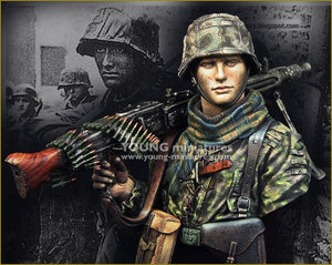 Young Miniatures YM1869 Jeune mitrailleur SS Waffen 1944 1/10