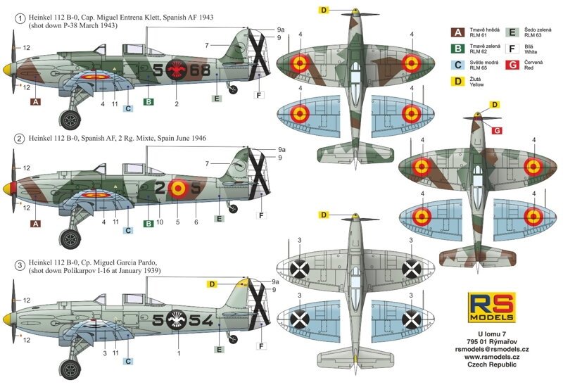 RS Models 92263 Heinkel 112B Spain WWII German Fighter 1/72 – immagine 2