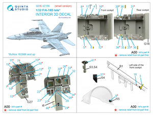 Intérieur imprimé en 3D et coloré sur papier décalcomanie Quinta Studio QDS-32156 F/A-18D (version tardive) (Academy) (Petite version) 1/32  – image 12