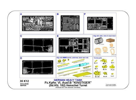 Aber 35K12 Pz.Kpfw. VI, Ausf.B (Sd.Kfz. 182) King Tiger (Henschel Turret) 1/35 – immagine 15