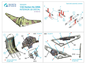 Quinta Studio QD32253 Horten Ho 229A 3D-Printed &amp;amp; coloured Interior on decal paper (Takom) 1/32 – immagine 10