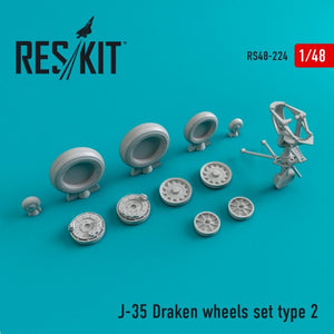 RESKIT RS48-0224 Jeu de roues J-35 Draken type 2 1/48