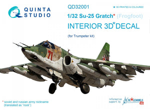 Quinta Studio QD32001 Su-25 3D-Printed &amp;amp; coloured Interior on decal paper (for Trumpeter kit) 1/32